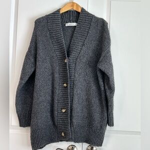 Zara dark gray oversized cardigan sweater preppy coastal cottage size M